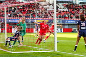 Blijdschap bij Jaimy Ravensbergen na een goal tegen PSV in de bekerfinale