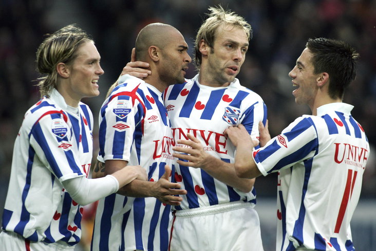 Lasse Nilsson, Afonso Alves, Paul Bosvelt en André Hanssen bij SC Heerenveen