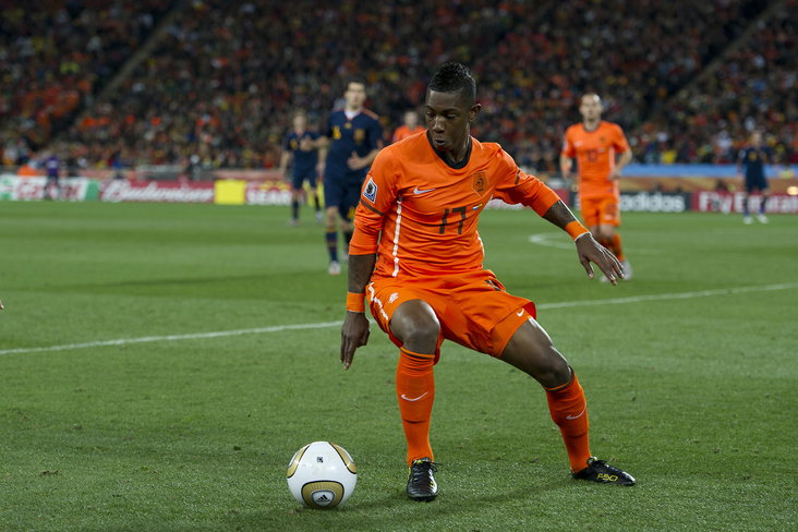 Eljero Elia in actie tijdens de finale van het WK 2010