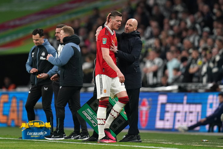 Erik ten Hag en Wout Weghorst in 2023
