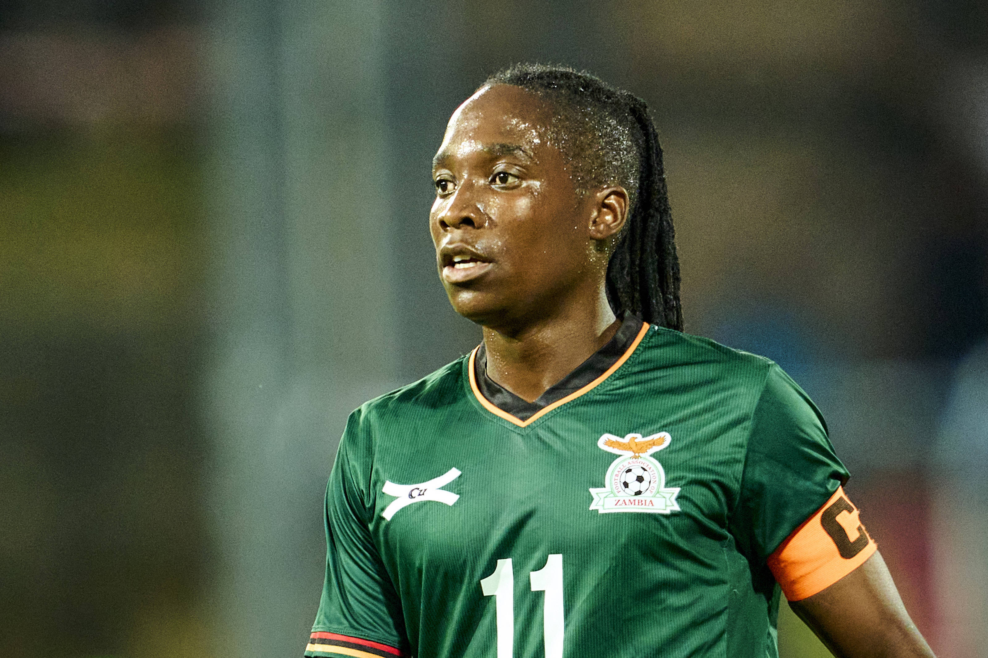 Barbra Banda in het shirt van Zambia