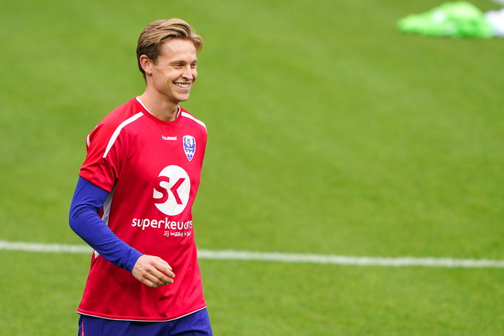 Frenkie de Jong op de training van Oranje