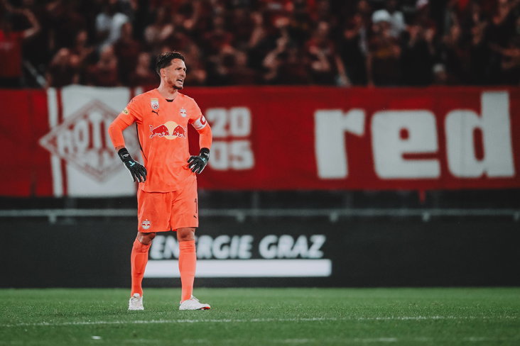 Janis Blaswich bij het treffen tussen Grazer AK en Red Bull Salzburg