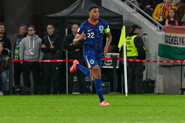 Denzel Dumfries na zijn goal tegen Hongarije