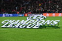 Het logo van de Champions League in het Philips Stadion van PSV