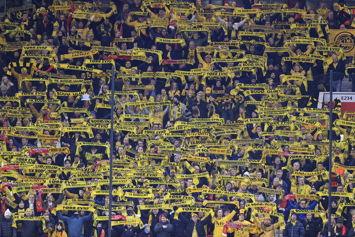 Supporters van Bodø/Glimt in Manchester