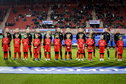 De speelsters van FC Twente in De Grolsch Veste