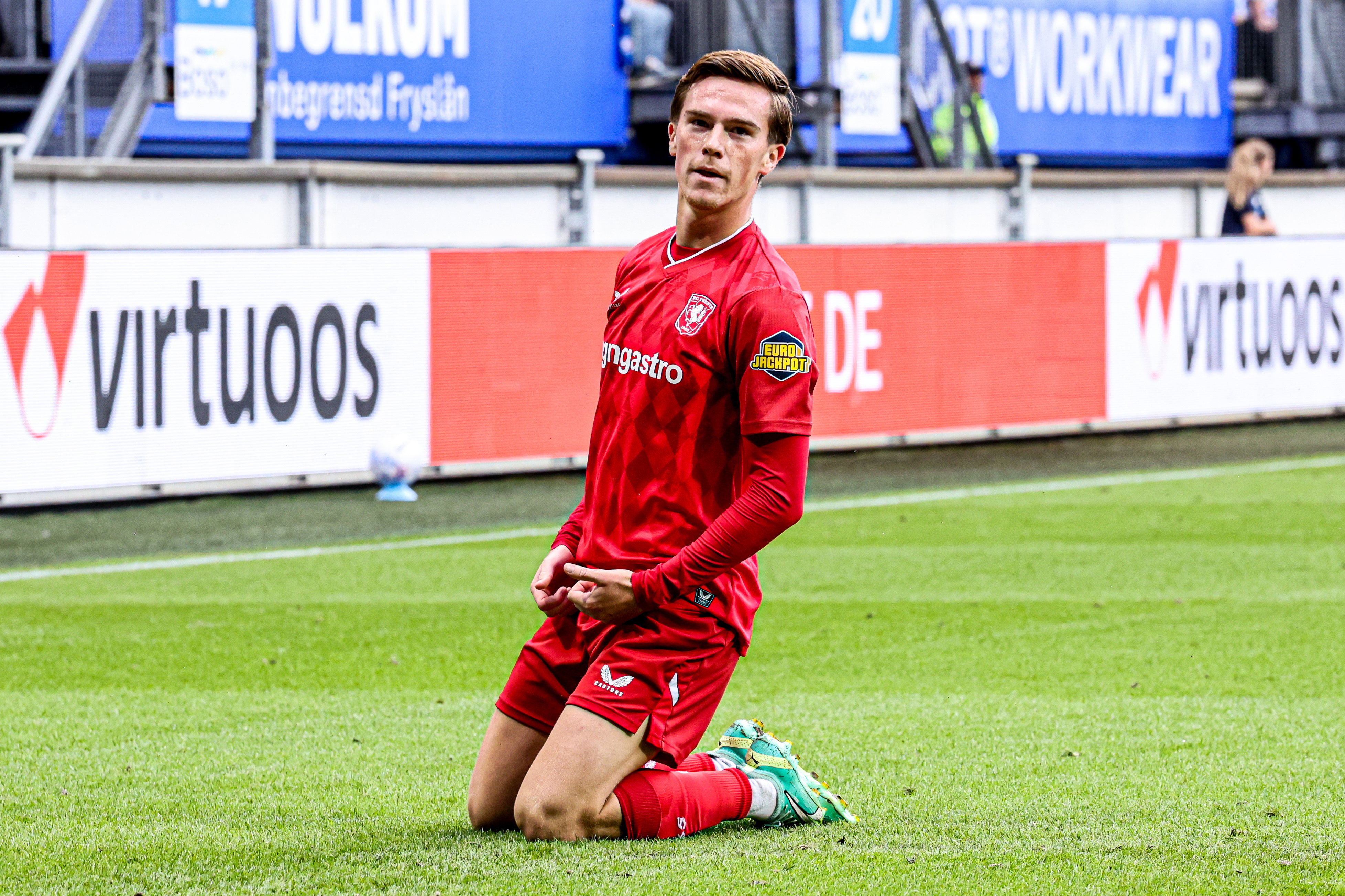 Daan Rots na zijn treffer tegen SC Heerenveen
