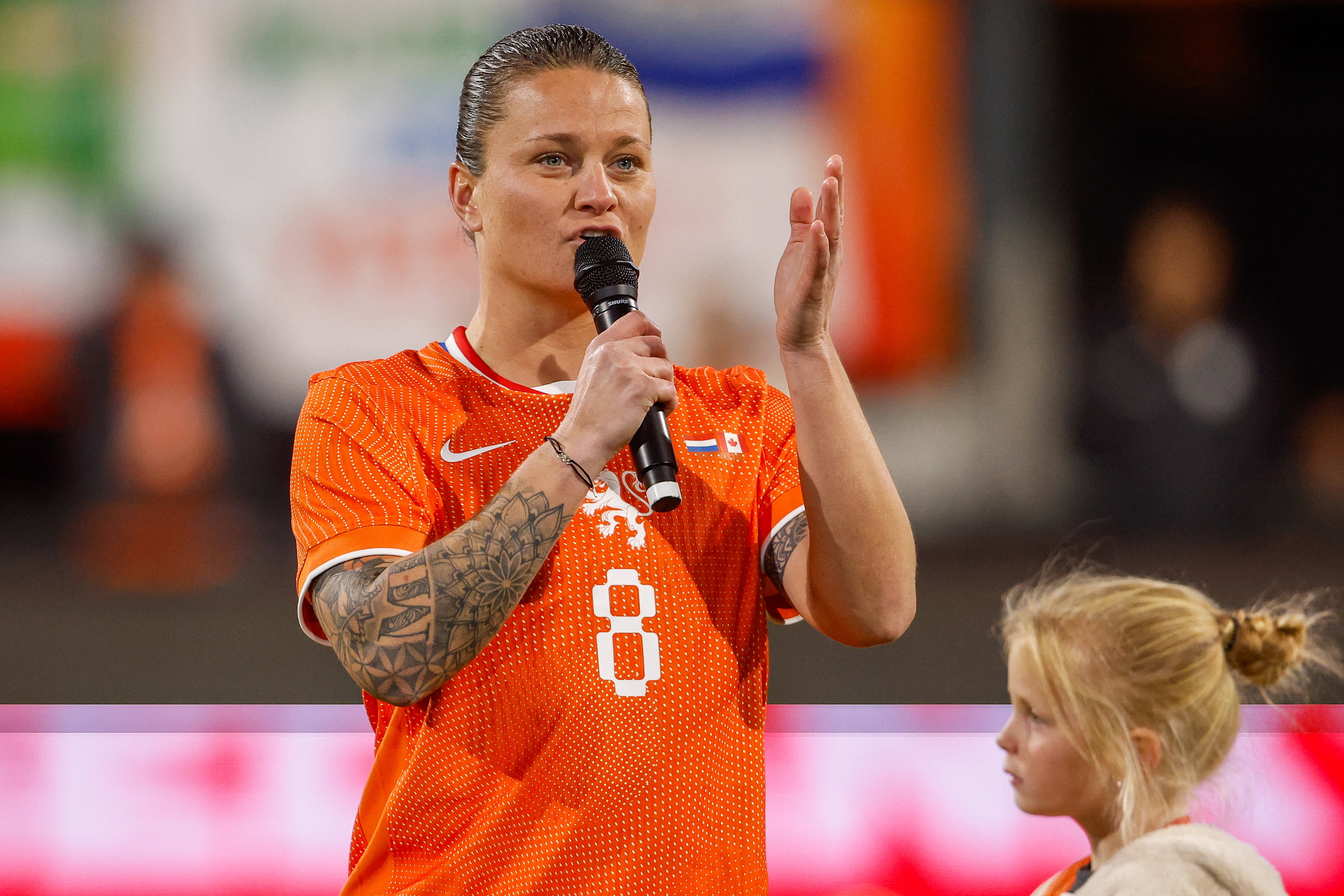 Sherida Spitse tijdens haar afscheidsspeech