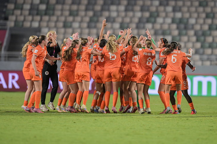 Oranje O17 viert feest na het bereiken van de WK-finale