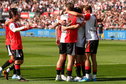 Feyenoord juicht na een goal in De Kuip