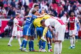 FC Utrecht juicht na de zege bij Ajax