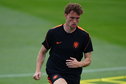 Mats Wieffer bij de training van het Nederlands elftal