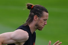 Wout Weghorst op de training