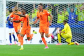 Crysencio Summerville rent over het veld na zijn goal tegen Japan