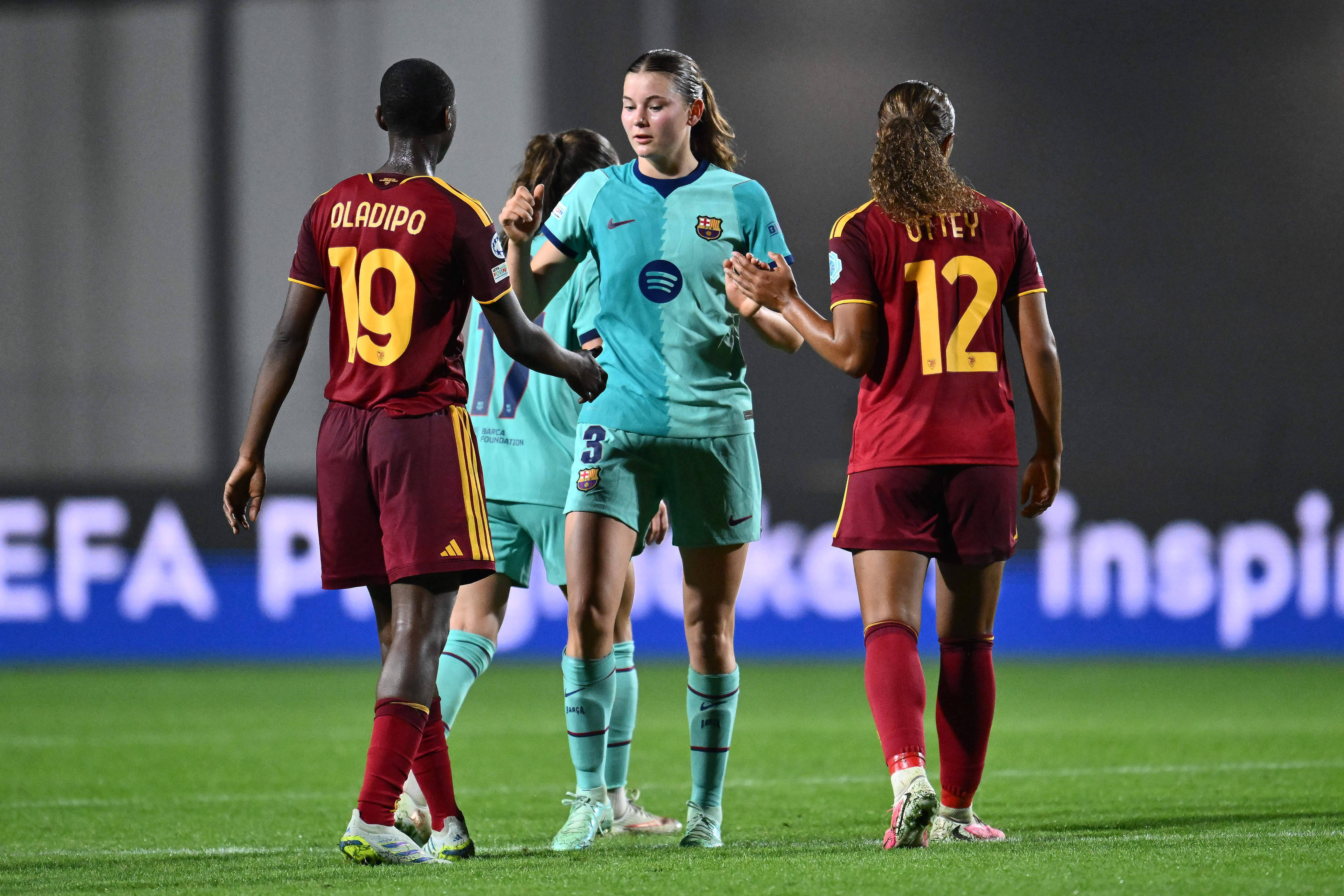 Renee van Asten (FC Barcelona) na de wedstrijd tegen AS Roma
