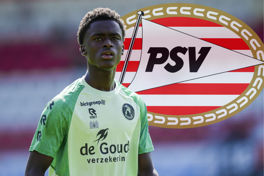 Ayoni Santos voor het logo van PSV