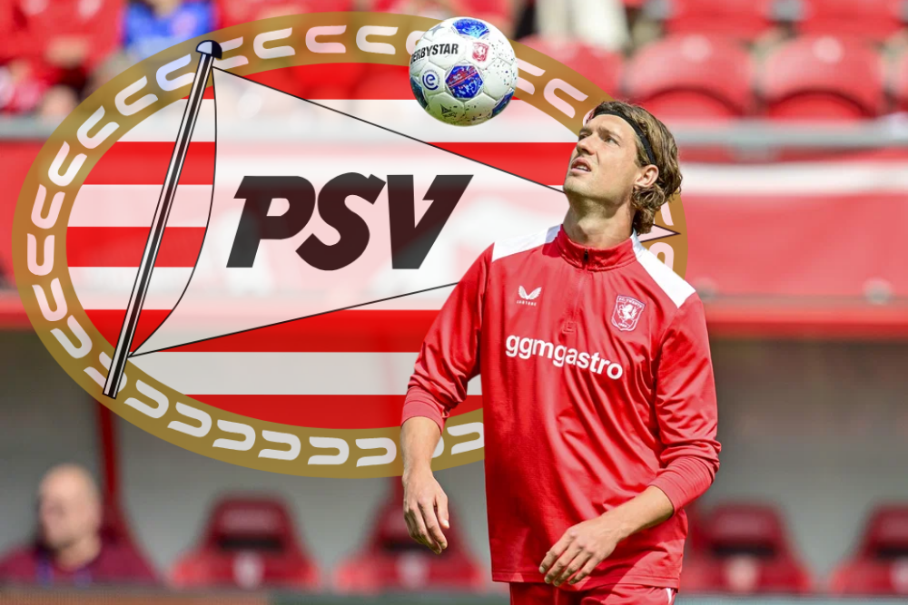 Sam Lammers voor het logo van PSV