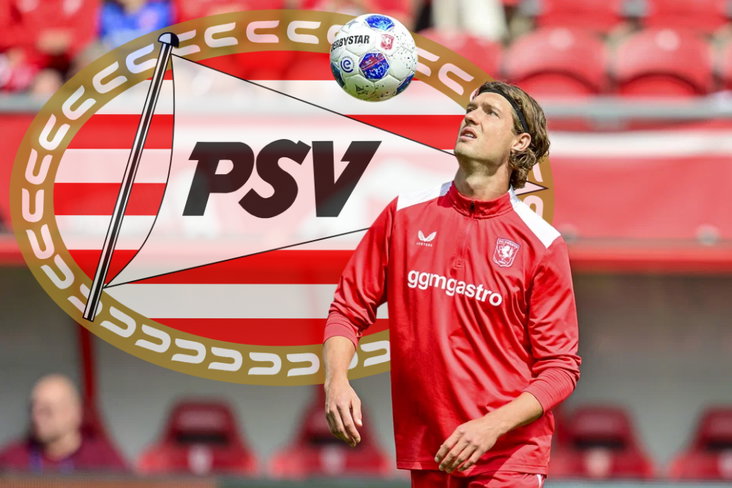 Sam Lammers voor het logo van PSV