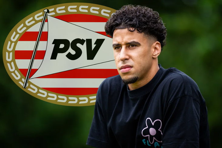 Sami Ouaissa voor het logo van PSV