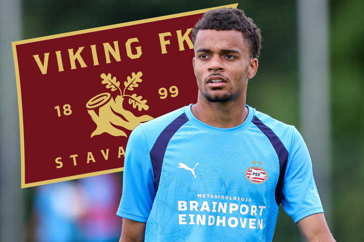 Essiën Bassey voor het logo van Viking FK