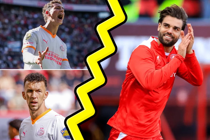 Ruben van Bommel en Ivan Perisic botsten met Robin Pröpper in Enschede