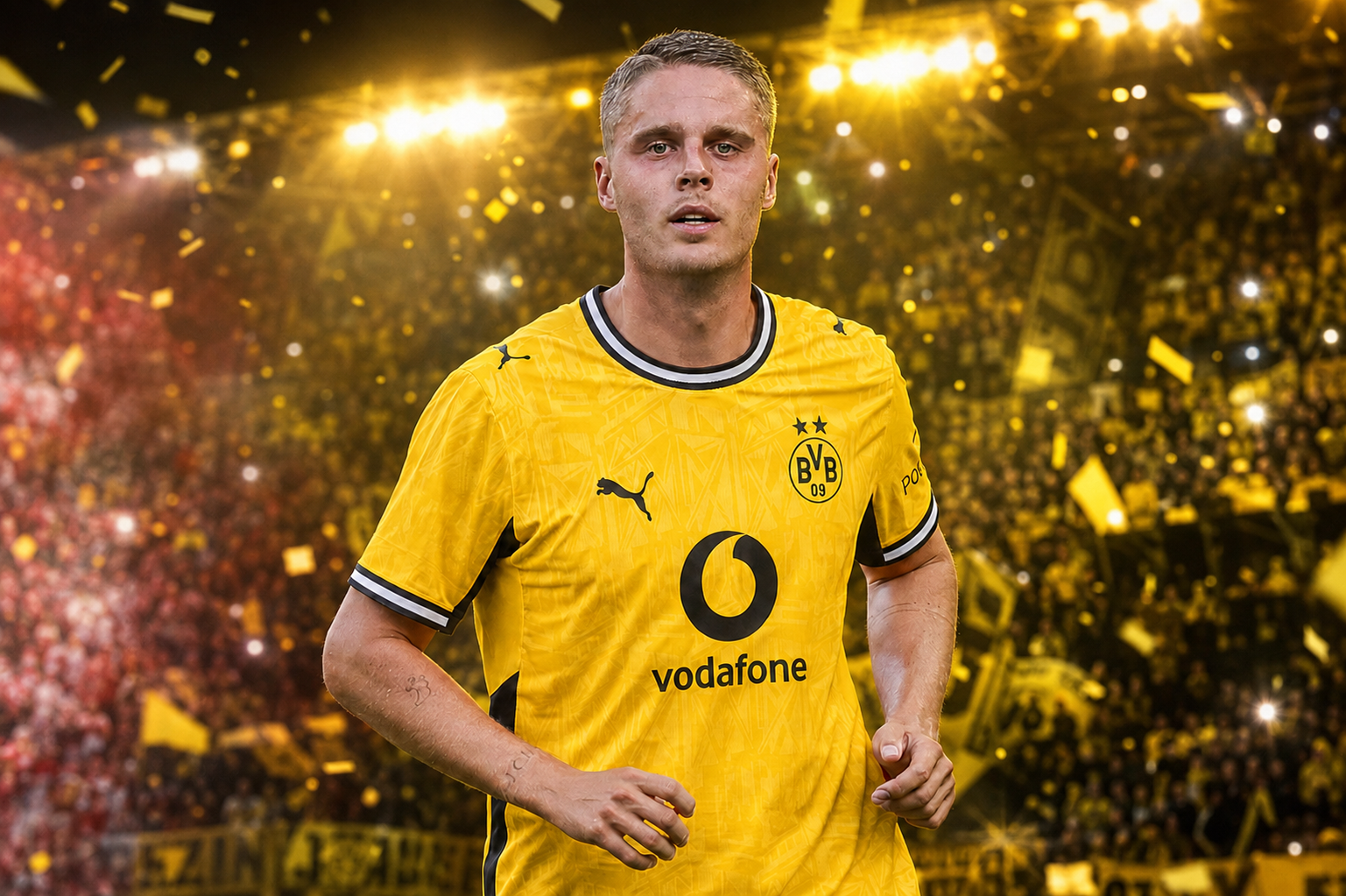 Joey Veerman in het shirt van Borussia Dortmund
