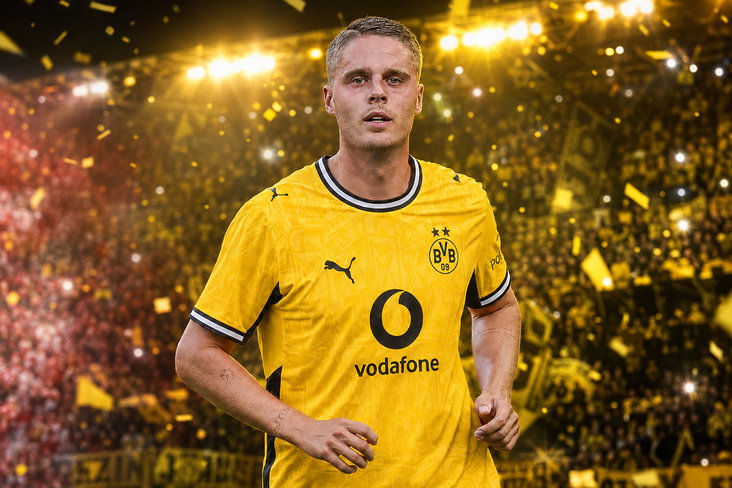 Joey Veerman in het shirt van Borussia Dortmund