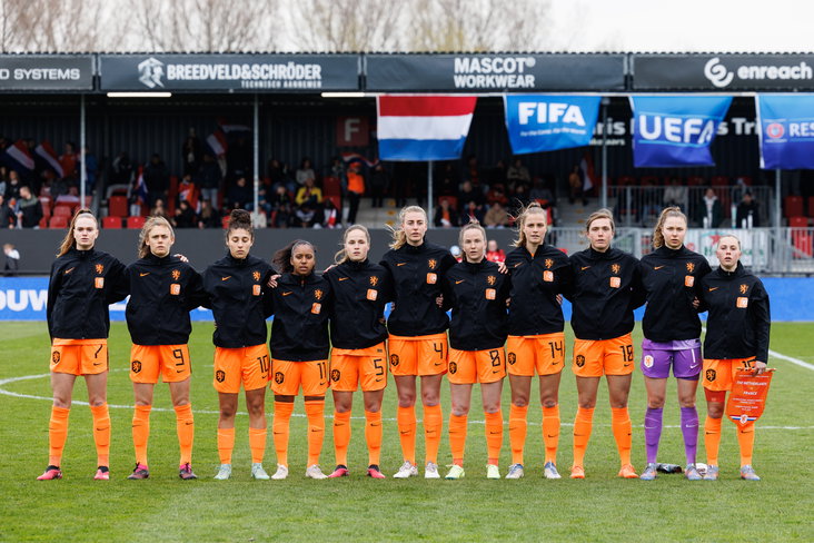 Het elftal van de Jong OranjeLeeuwinnen