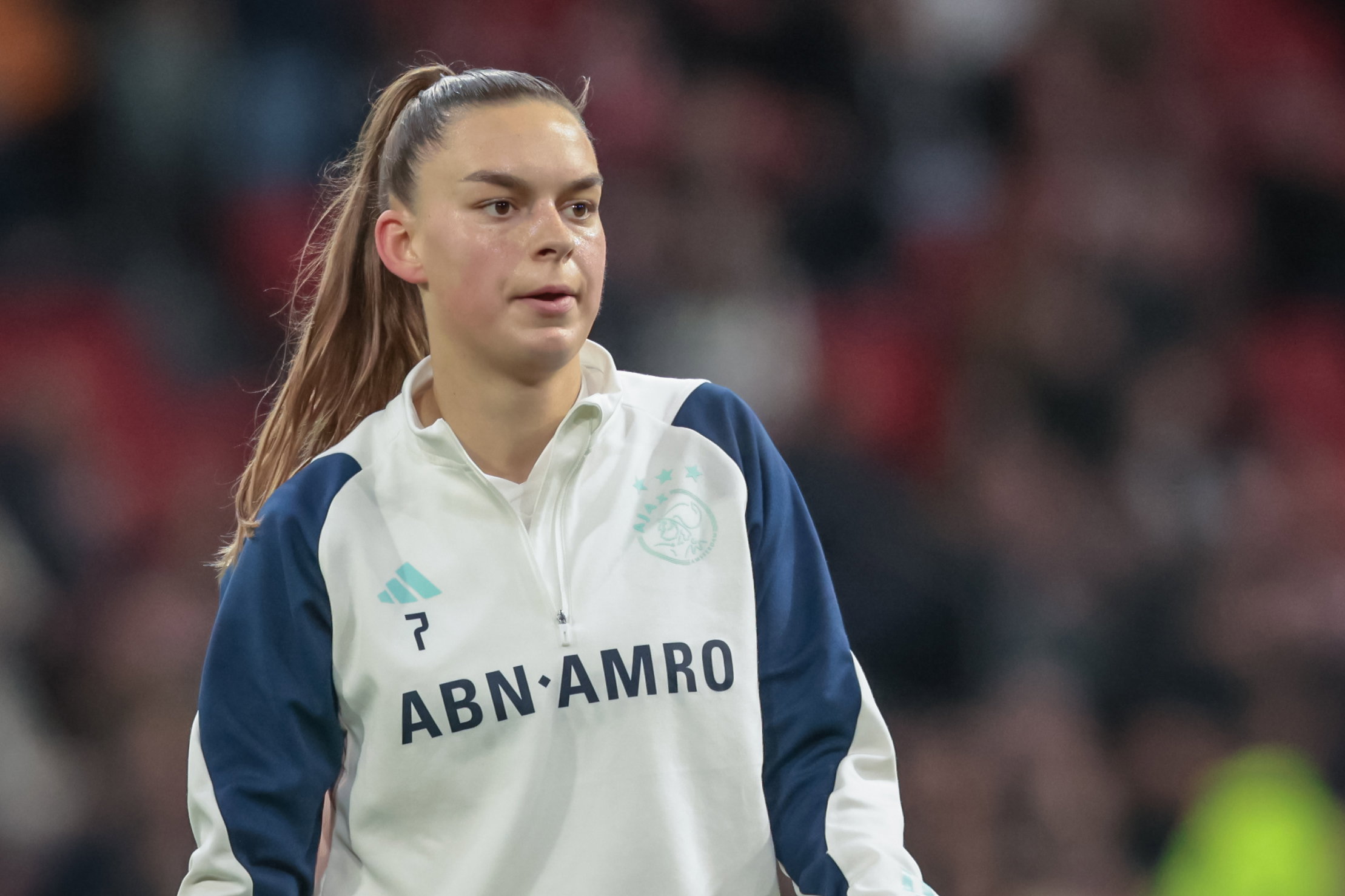 Romée Leuchter in de warming-up bij Ajax
