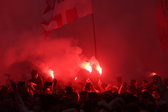 Fakkels bij de huldiging van PSV