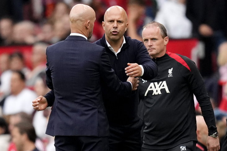 Erik ten Hag en Arne Slot
