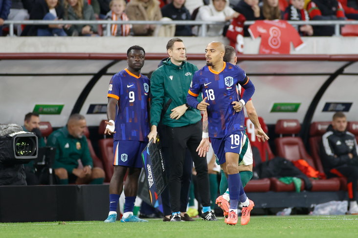 Brian Brobbey viel in tegen Hongarije