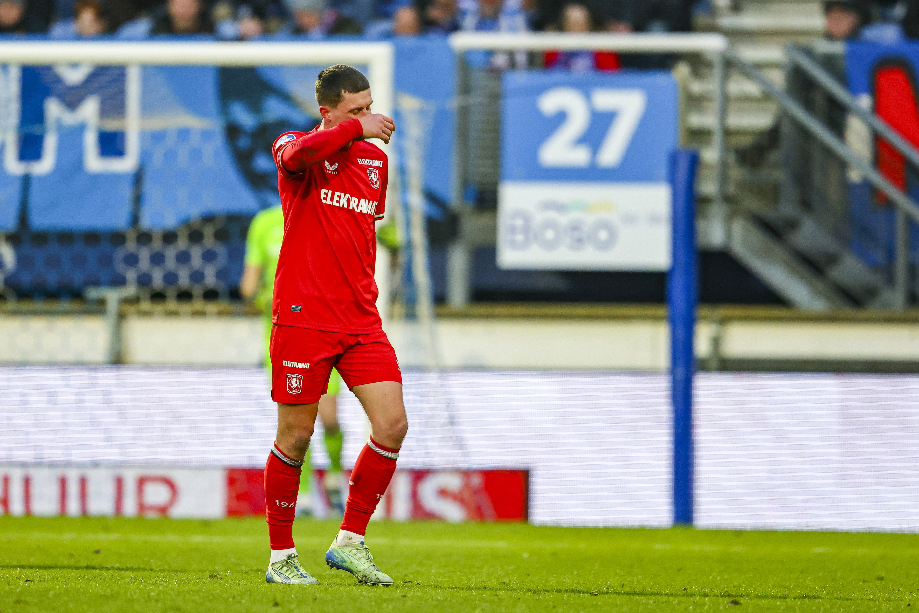 Bas Kuipers na zijn rode kaart tegen SC Heerenveen