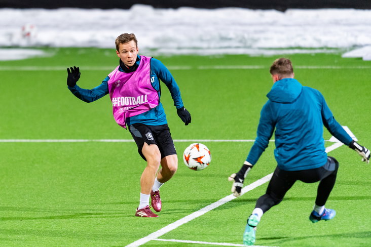 Mathias Kjølø tijdens de training voor het duel met FK Bodø/Glimt