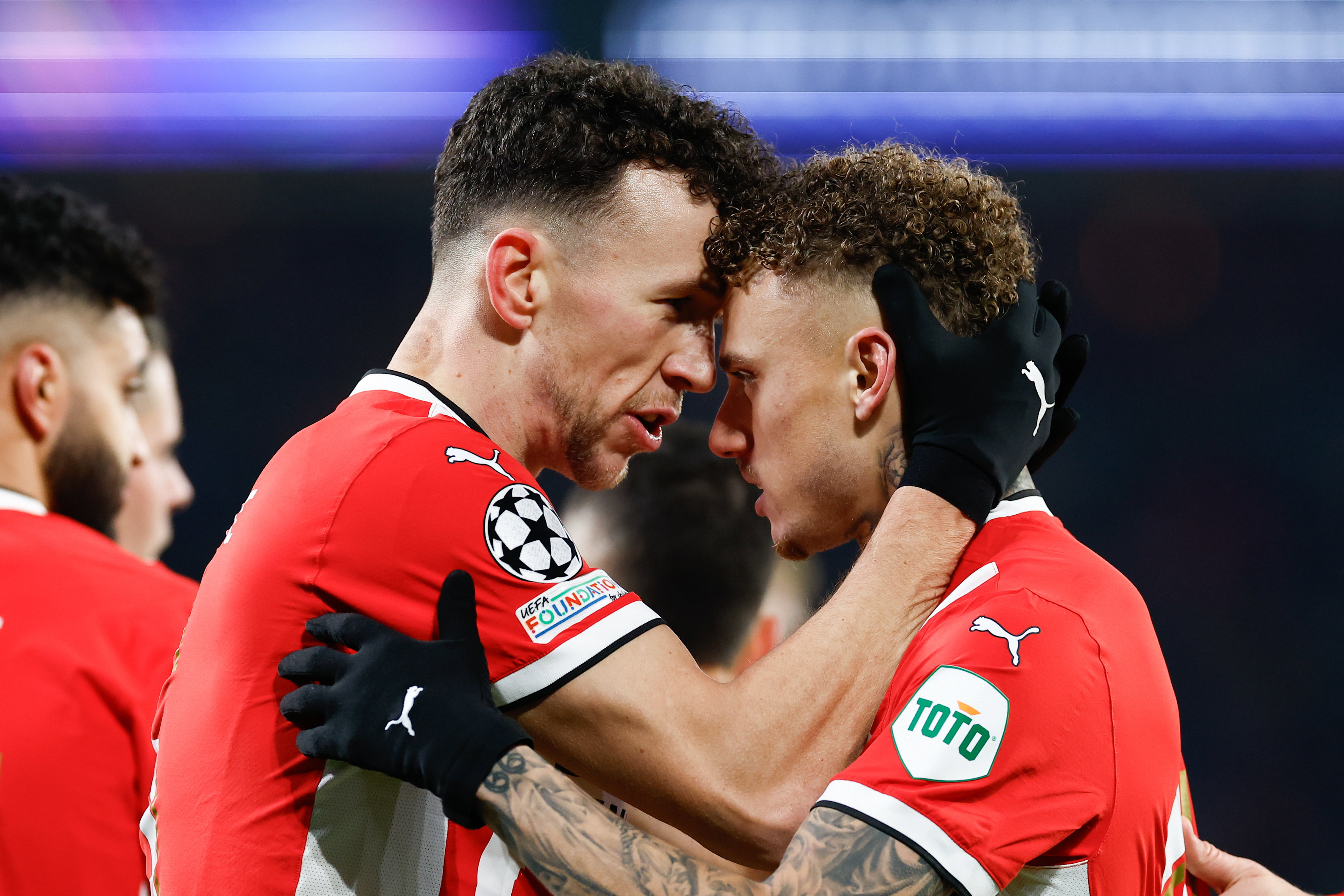 Ivan Perisic en Noa Lang na de eerste treffer tegen Juventus