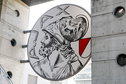 Het logo van Ajax aan de Johan Cruijff Arena