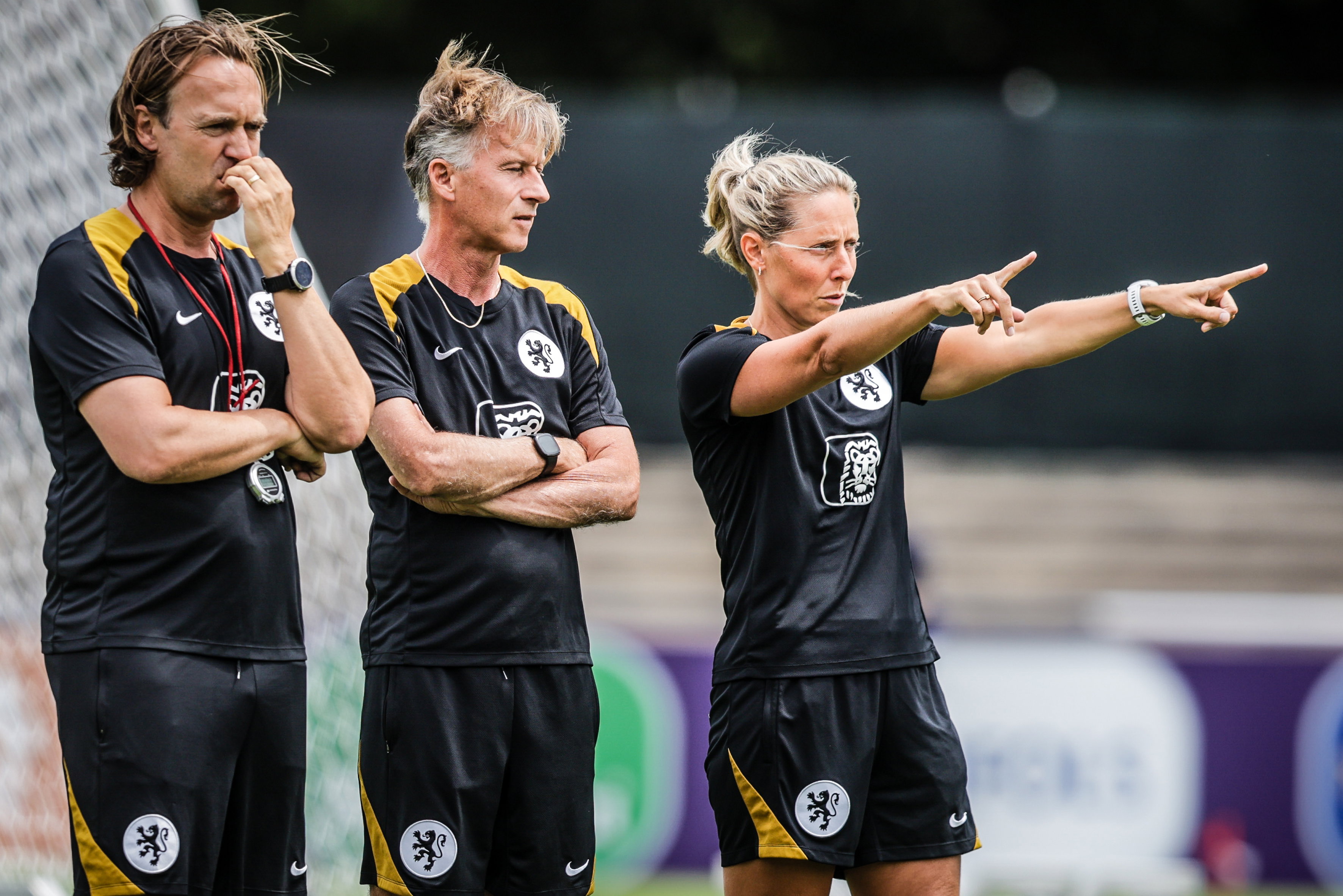 Arvid Smit, Andries Jonker en Janneke Bijl op de training in Zwitserland