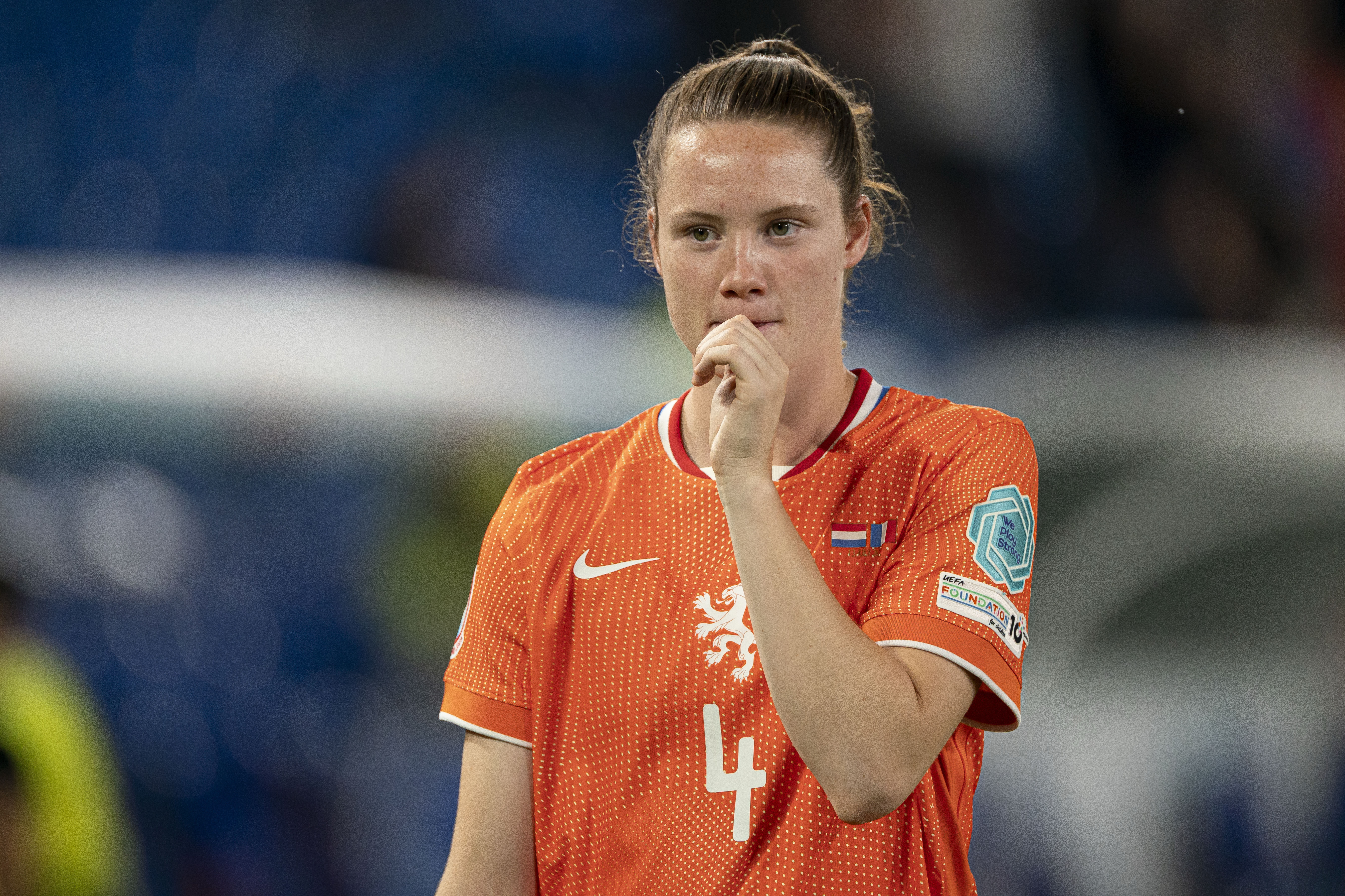 Veerle Buurman na de EK-uitschakeling van de OranjeLeeuwinnen