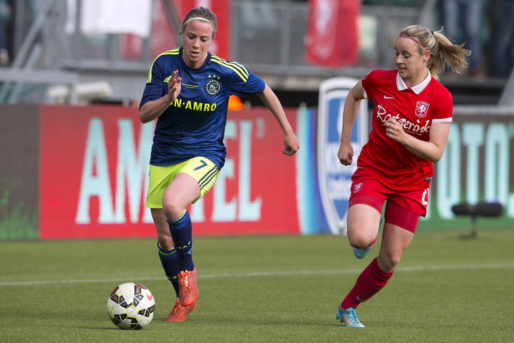 Félicienne Harteveld-Minnaar (r.) in haar tijd bij FC Twente