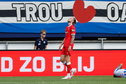 Wout Weghorst baalt na een gemiste kans bij SC Heerenveen