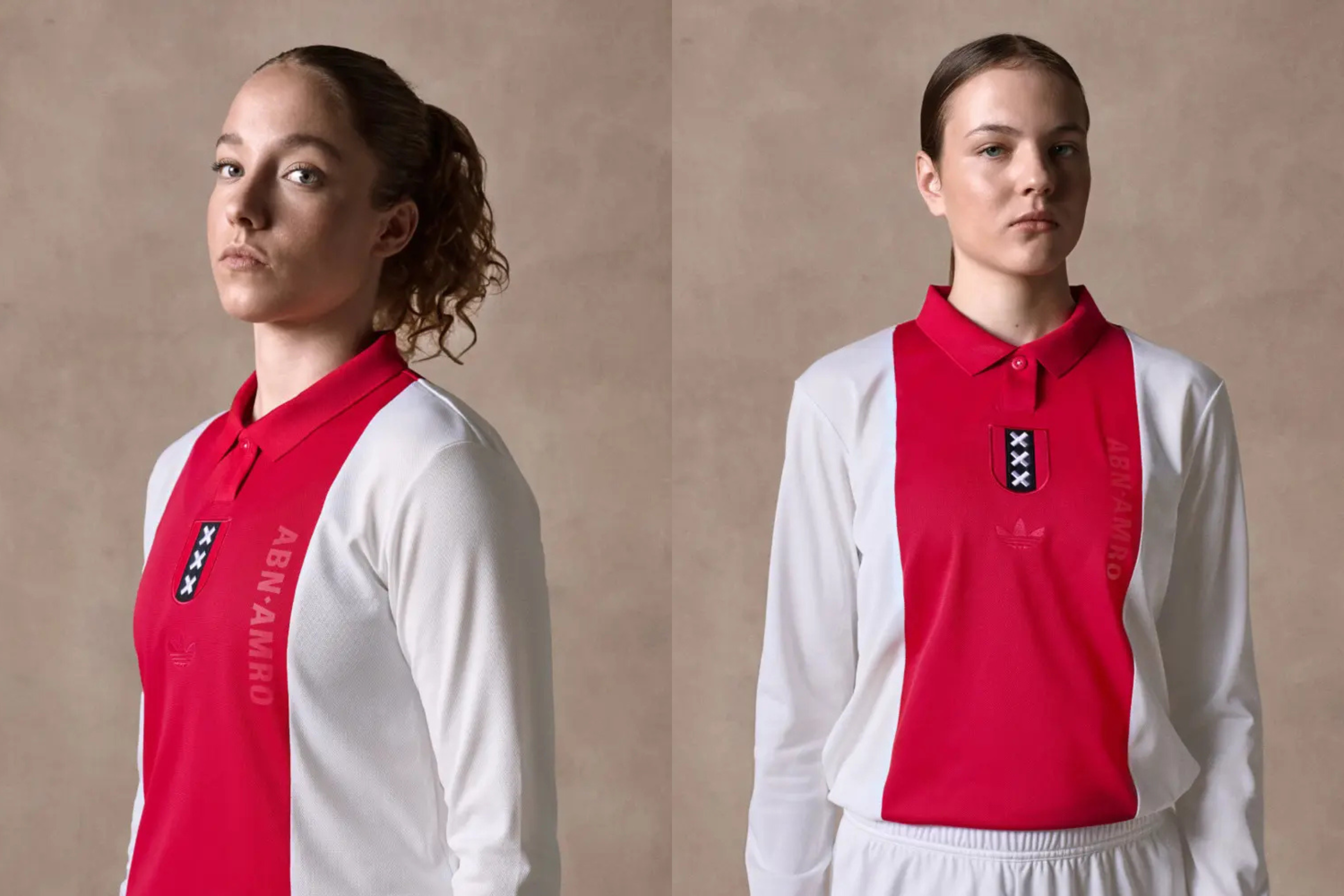 Danique Tolhoek en Lotte Keukelaar presenteren het jubileumshirt van Ajax