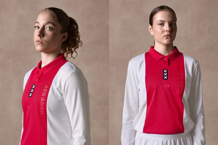Danique Tolhoek en Lotte Keukelaar presenteren het jubileumshirt van Ajax