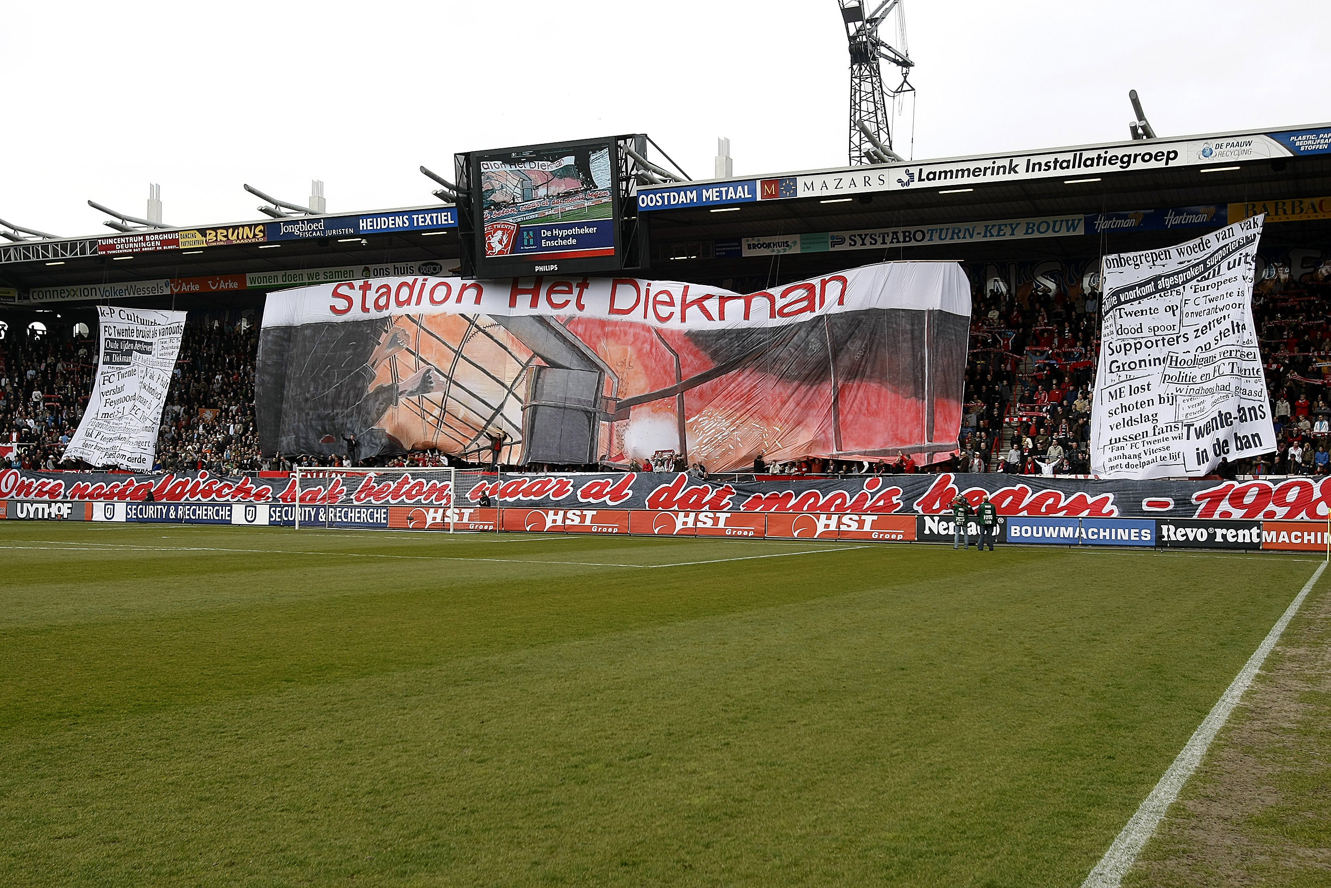 Een spandoek van Stadion Het Diekman