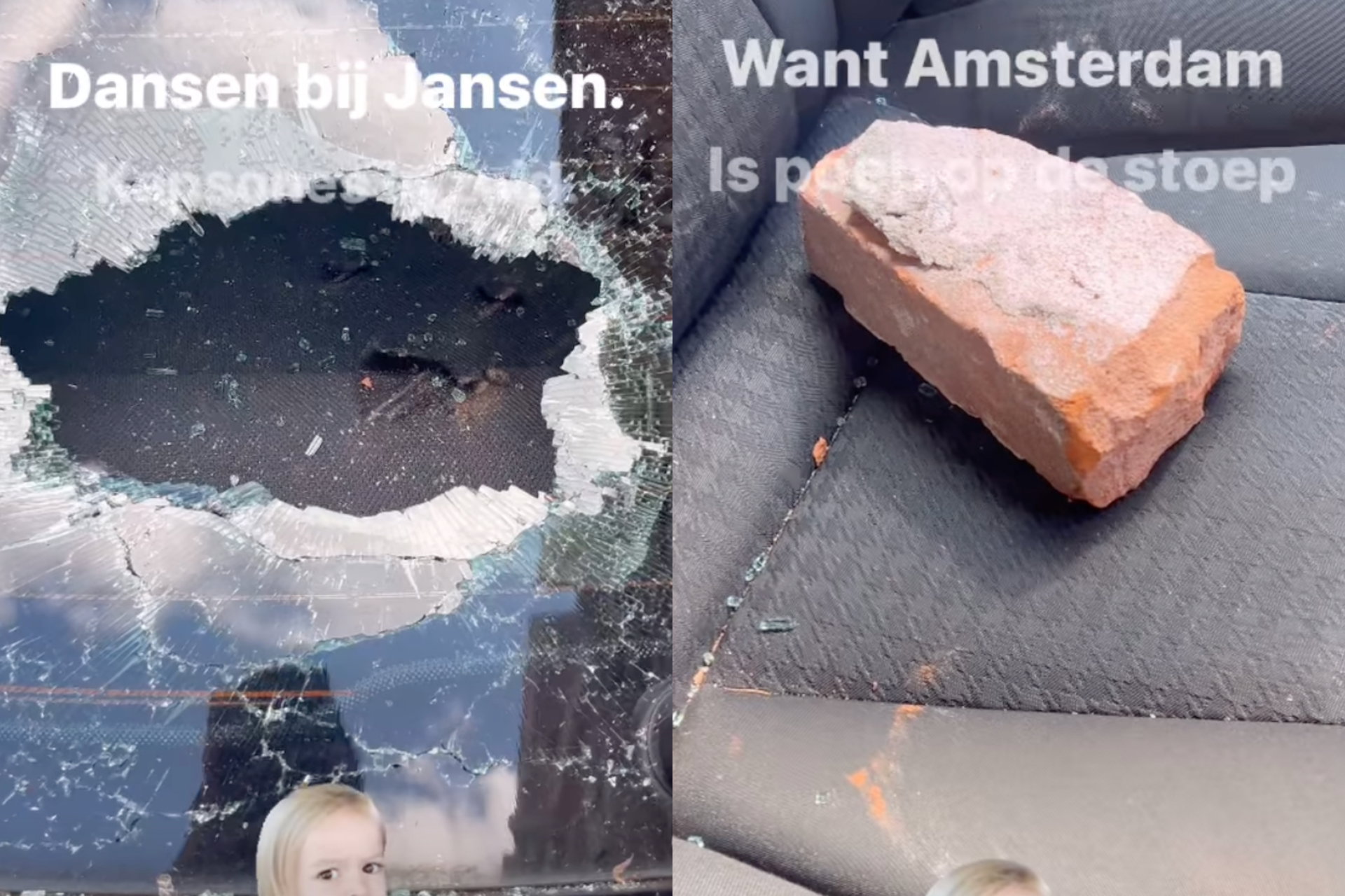 Een steen door de ruit bij Leonne Stentler