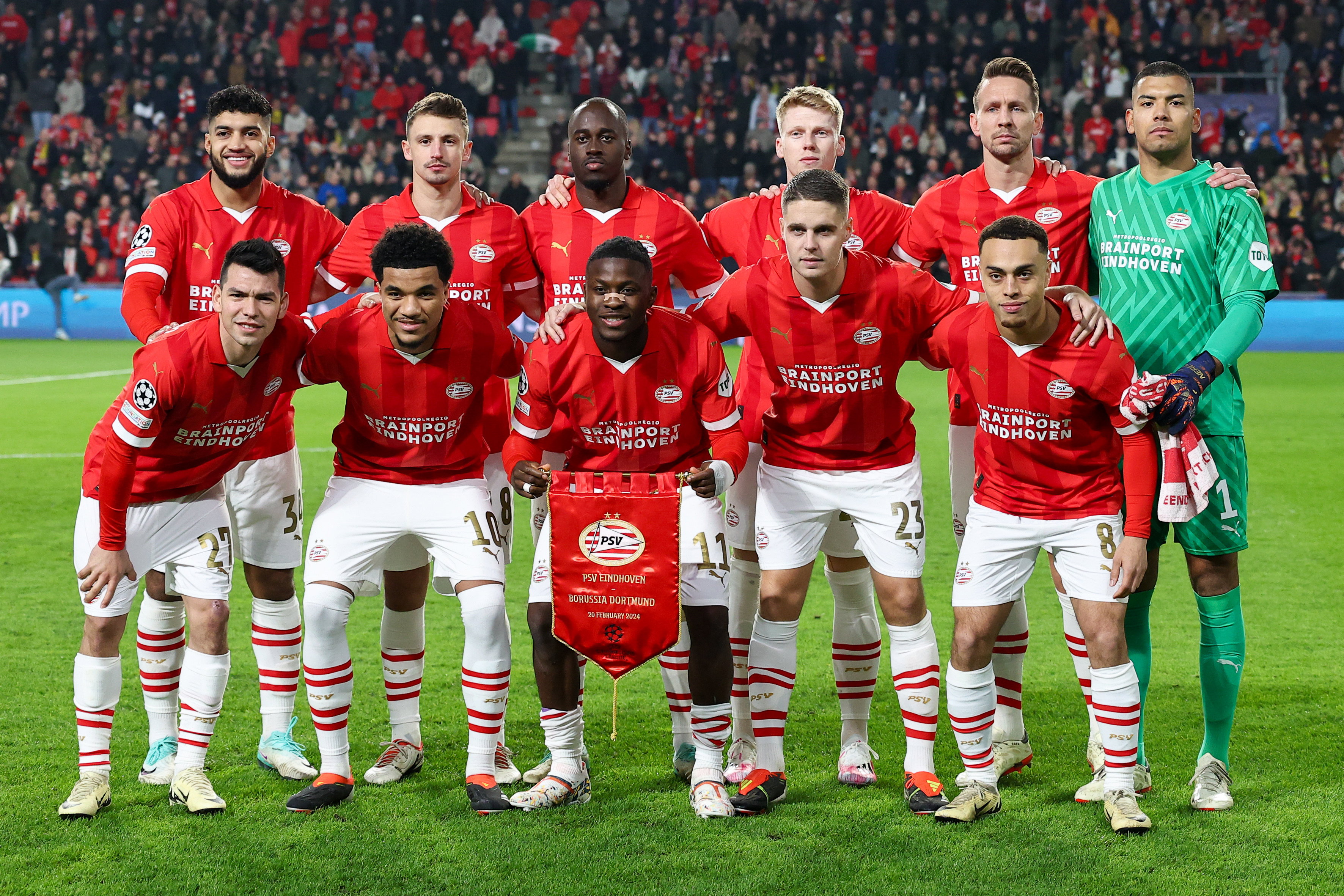 Het elftal van PSV dat het opnam tegen Borussia Dortmund