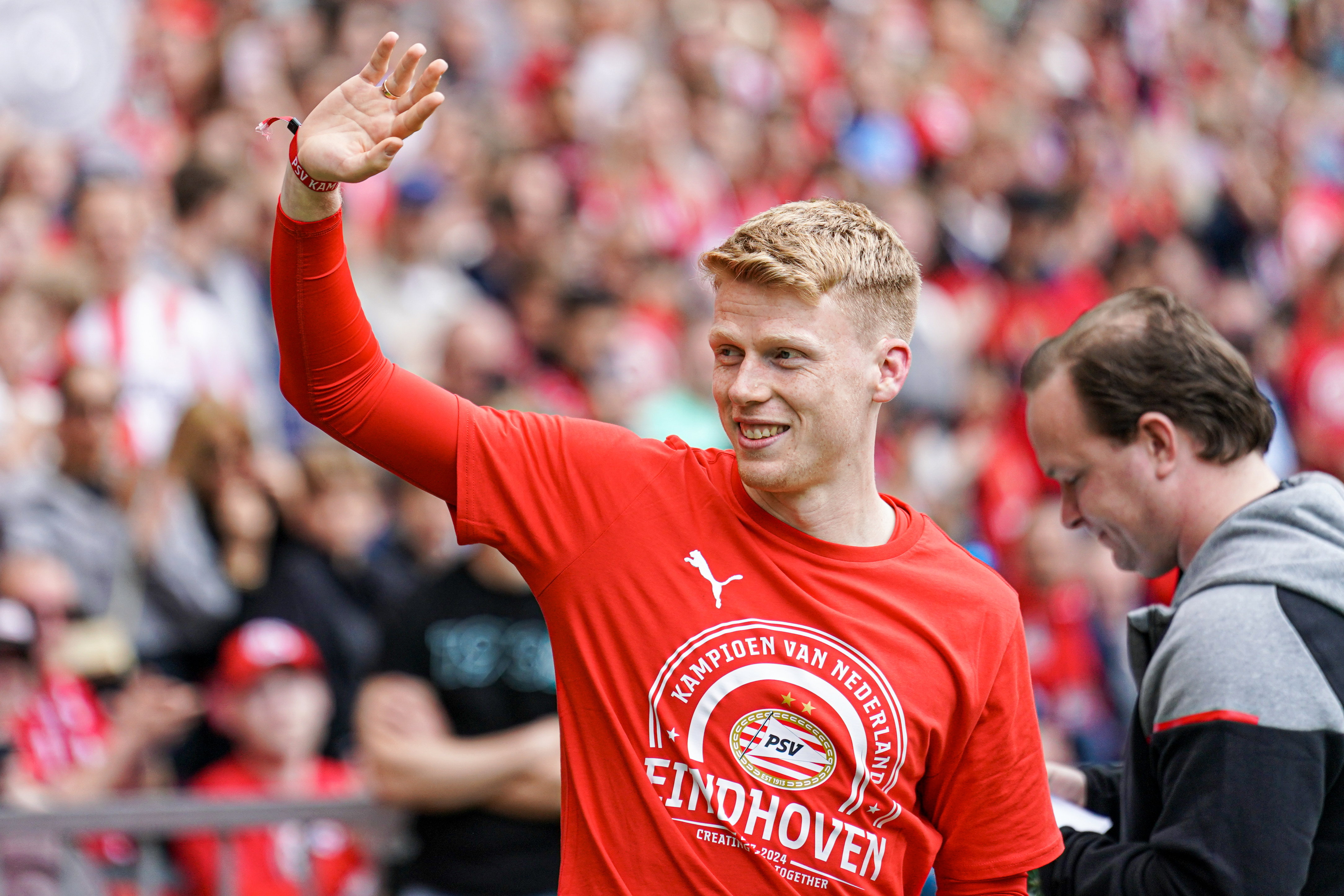 Jerdy Schouten tijdens de huldiging van PSV