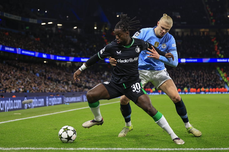 Jordan Lotomba in duel met Erling Haaland