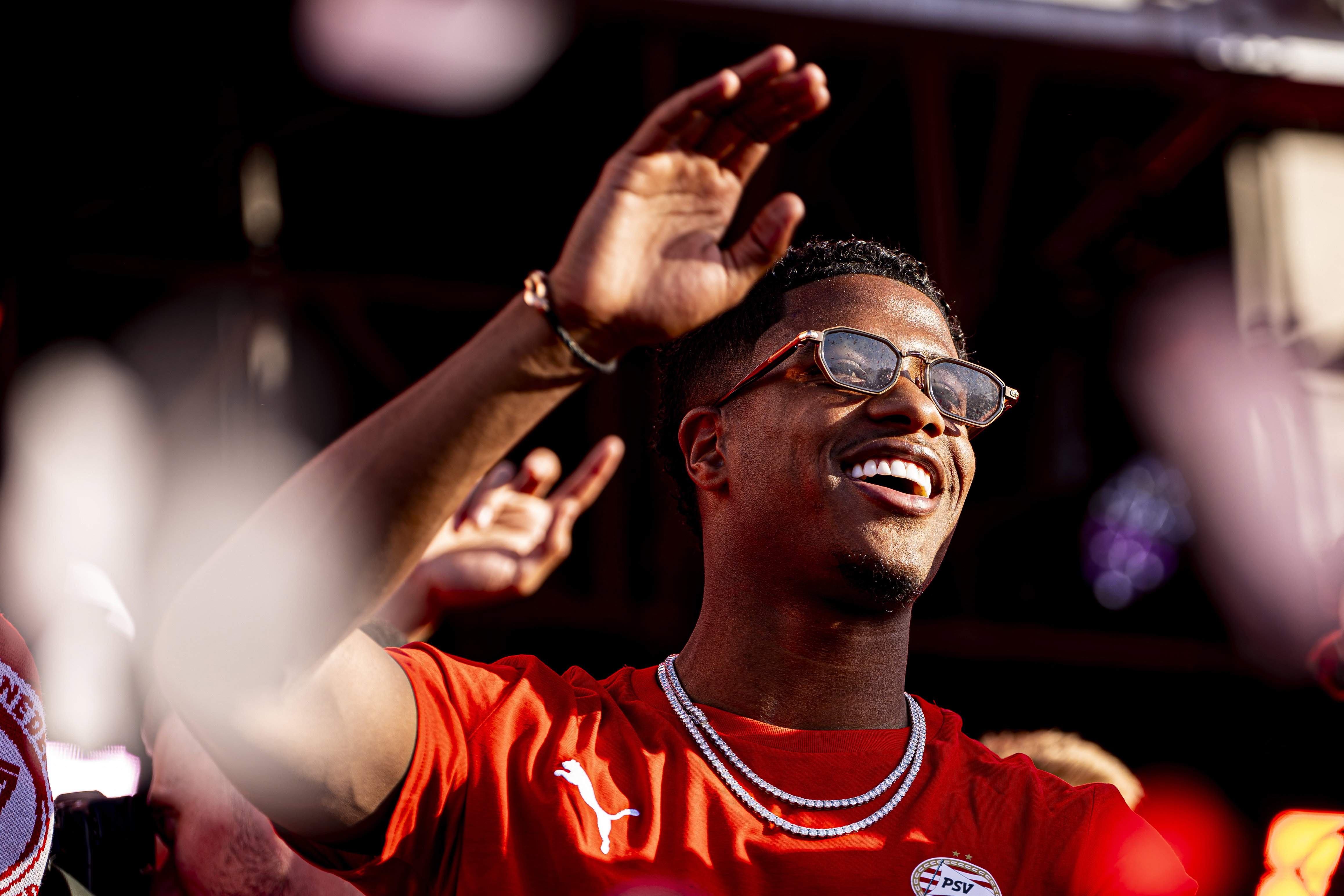 Ryan Flamingo tijdens de huldiging van PSV