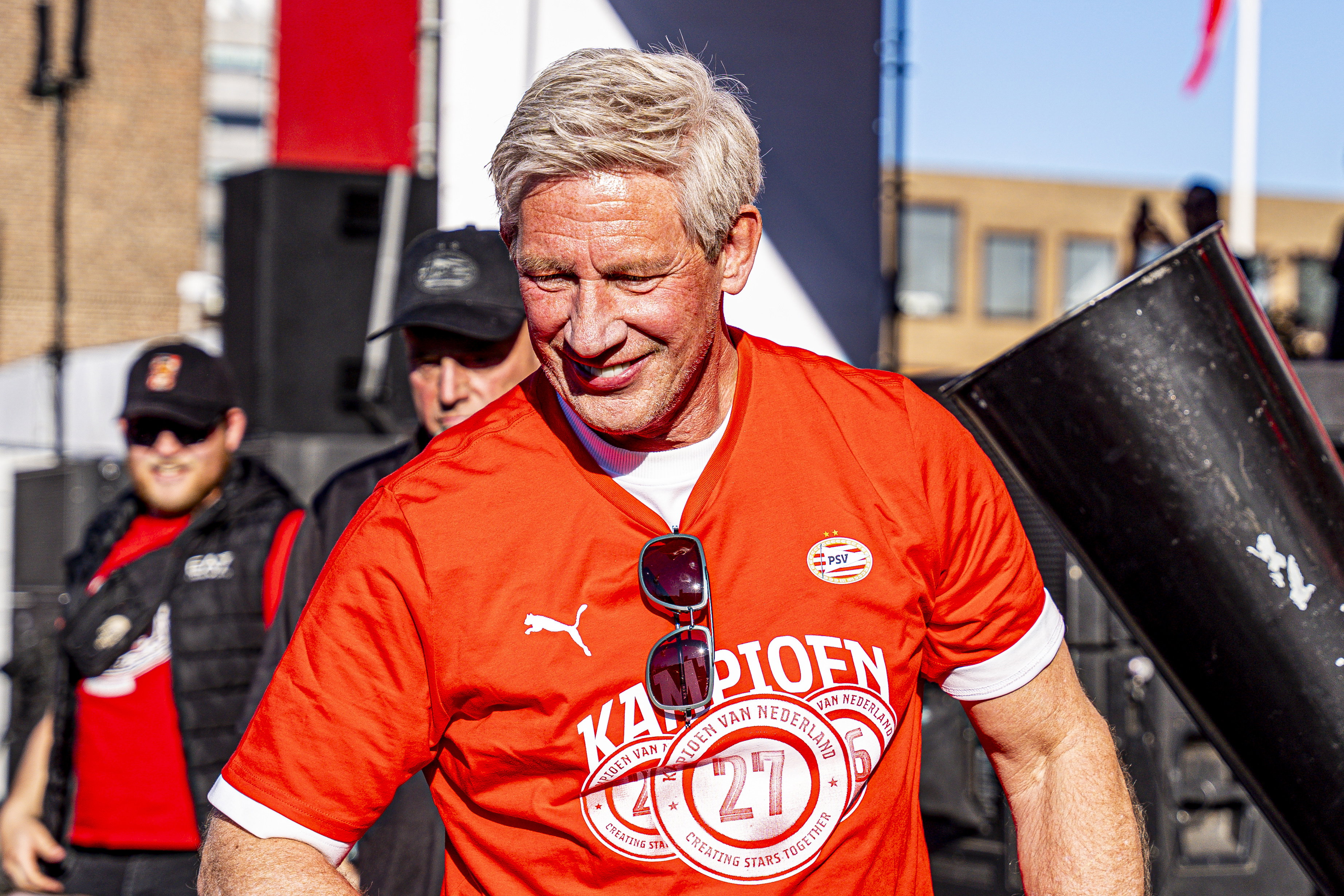 Marcel Brands bij de huldiging van PSV